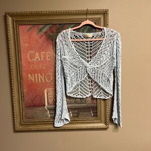 In Italy Powder Blue Crochet Women’s Crop Top